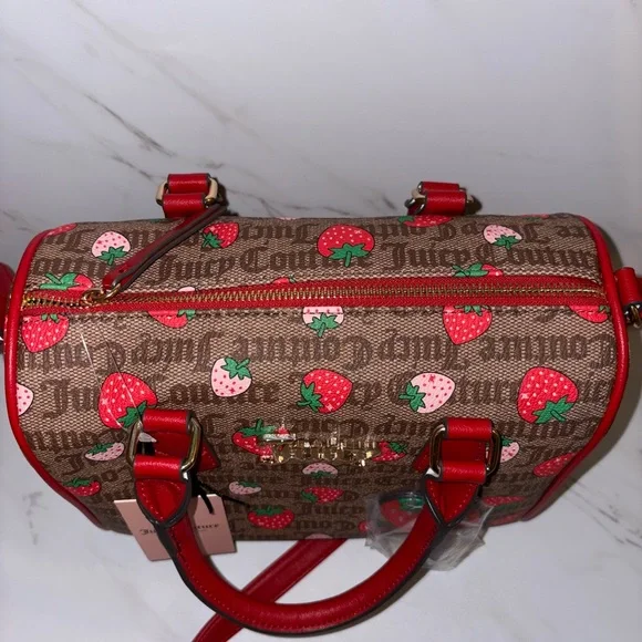 Juicy Couture Strawberry Satchel Freshly Picked Chestnut Brown Red - Picture 9 of 9
